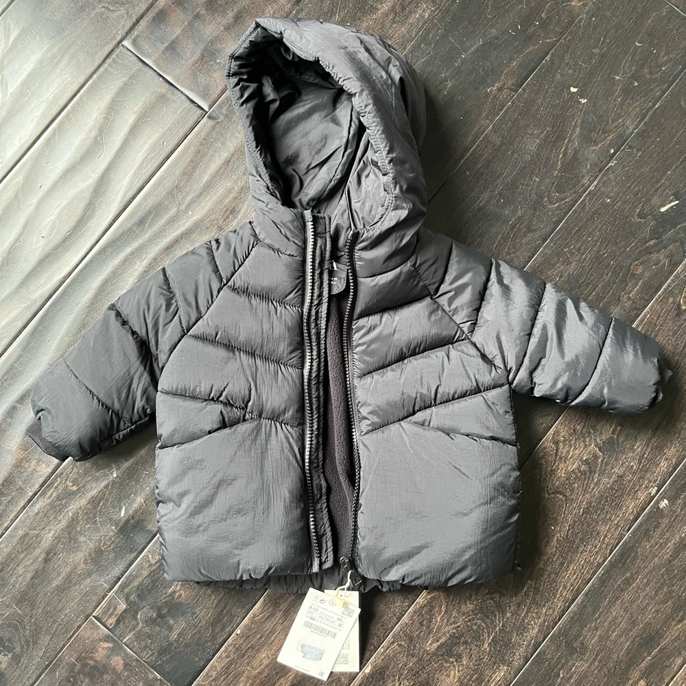 Zara Kids Black Puffer Jacket with Hood